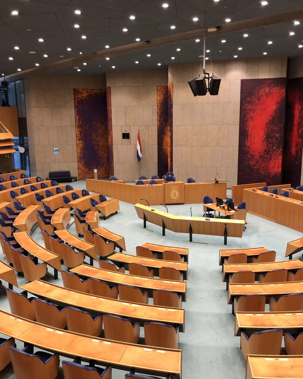 The plenary chamber of the Dutch House of Representatives in The Hague.